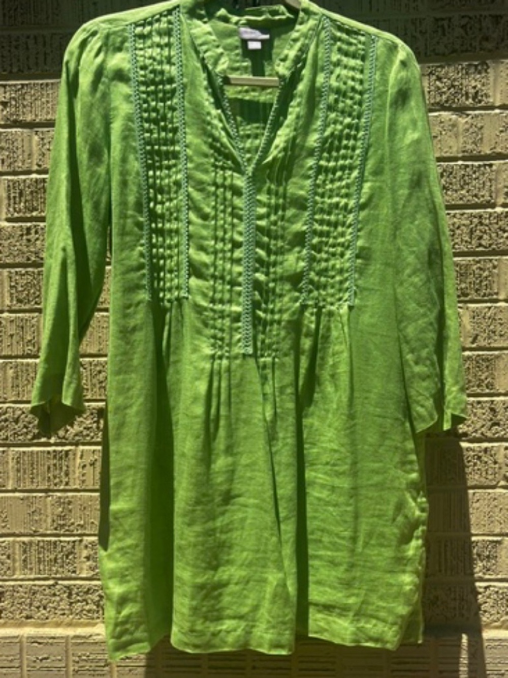 Women's J. Jill - Green Linen - Summer / Resort Dress / Tunic - Size S